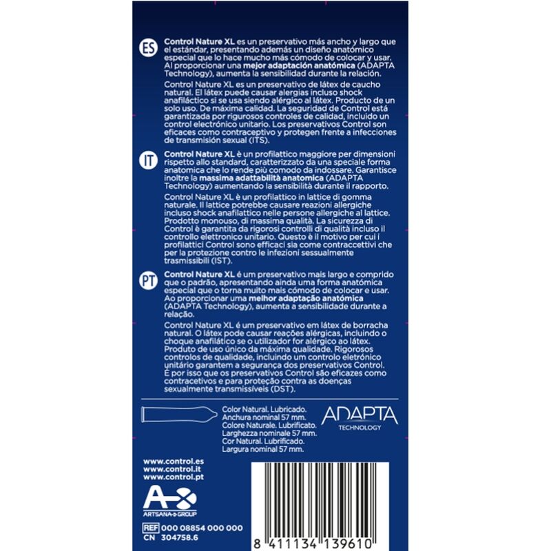 CONTROL - ADAPTA NATURE XL CONDOMS 12 UNITS - Imagem de 2