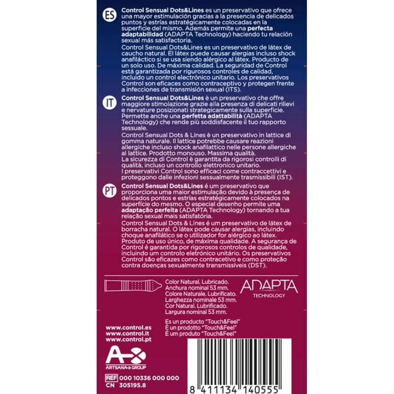 CONTROL - SENSUAL DOTS LINES POINTS AND STRETCH MARKS 12 UNITS - Imagem de 2