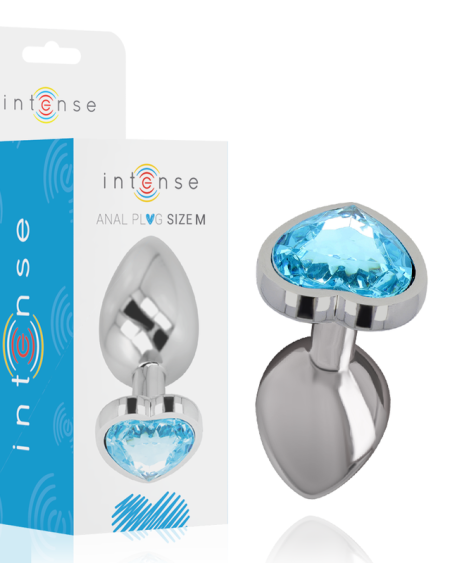 INTENSE - ALUMINUM METAL ANAL PLUG BLUE HEART SIZE M