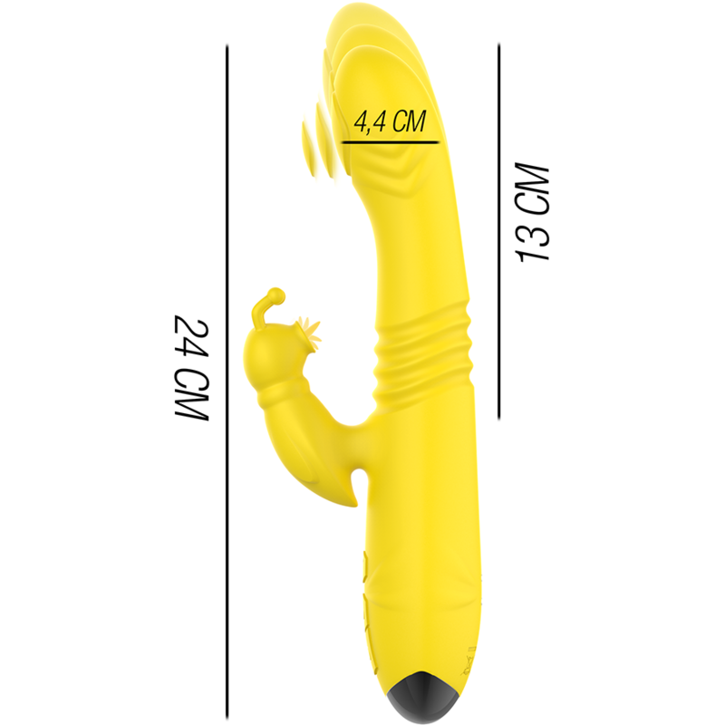 INTENSE - TOKY MULTIFUNCTION VIBRATOR UP DOWN WITH CLITORAL STIMULATOR YELLOW - Imagem de 3