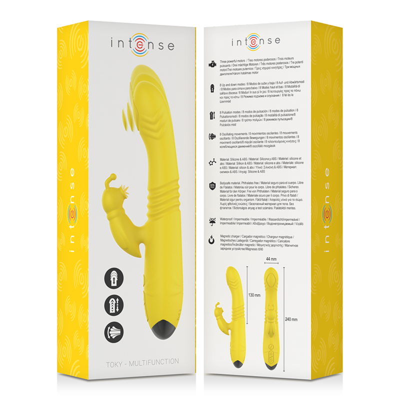 INTENSE - TOKY MULTIFUNCTION VIBRATOR UP DOWN WITH CLITORAL STIMULATOR YELLOW - Imagem de 5