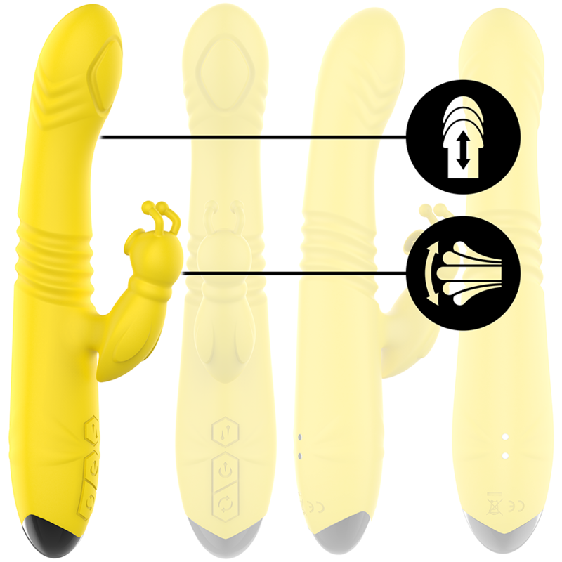 INTENSE - TOKY MULTIFUNCTION VIBRATOR UP DOWN WITH CLITORAL STIMULATOR YELLOW - Imagem de 2