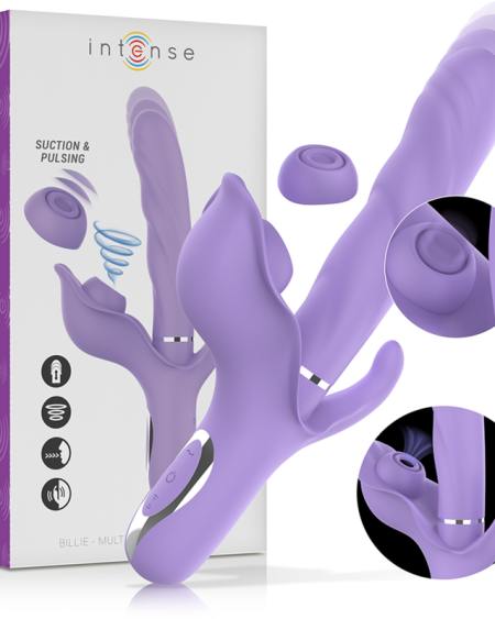 INTENSE - BILLIE MULTIFUNCTIONAL RECHARGEABLE SUCTION VIBRATOR WITH PURPLE PUSH BUTTON