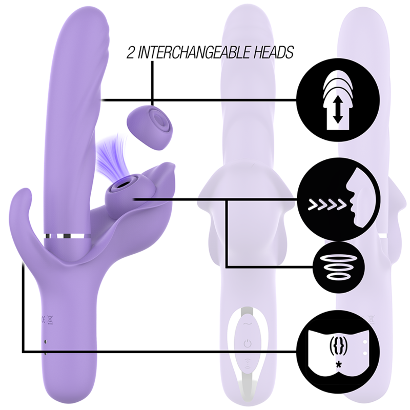 INTENSE - BILLIE MULTIFUNCTIONAL RECHARGEABLE SUCTION VIBRATOR WITH PURPLE PUSH BUTTON - Imagem de 2