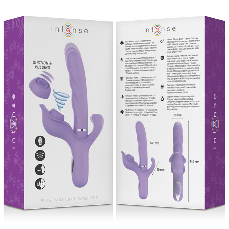 INTENSE - BILLIE MULTIFUNCTIONAL RECHARGEABLE SUCTION VIBRATOR WITH PURPLE PUSH BUTTON - Imagem de 5