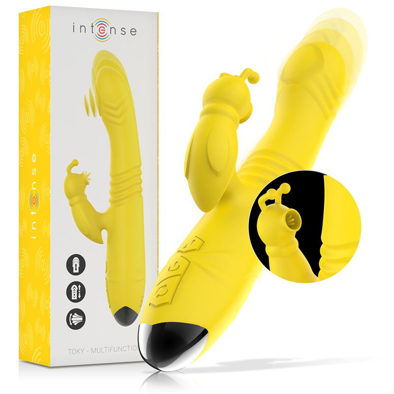 INTENSE - TOKY MULTIFUNCTION VIBRATOR UP DOWN WITH CLITORAL STIMULATOR YELLOW