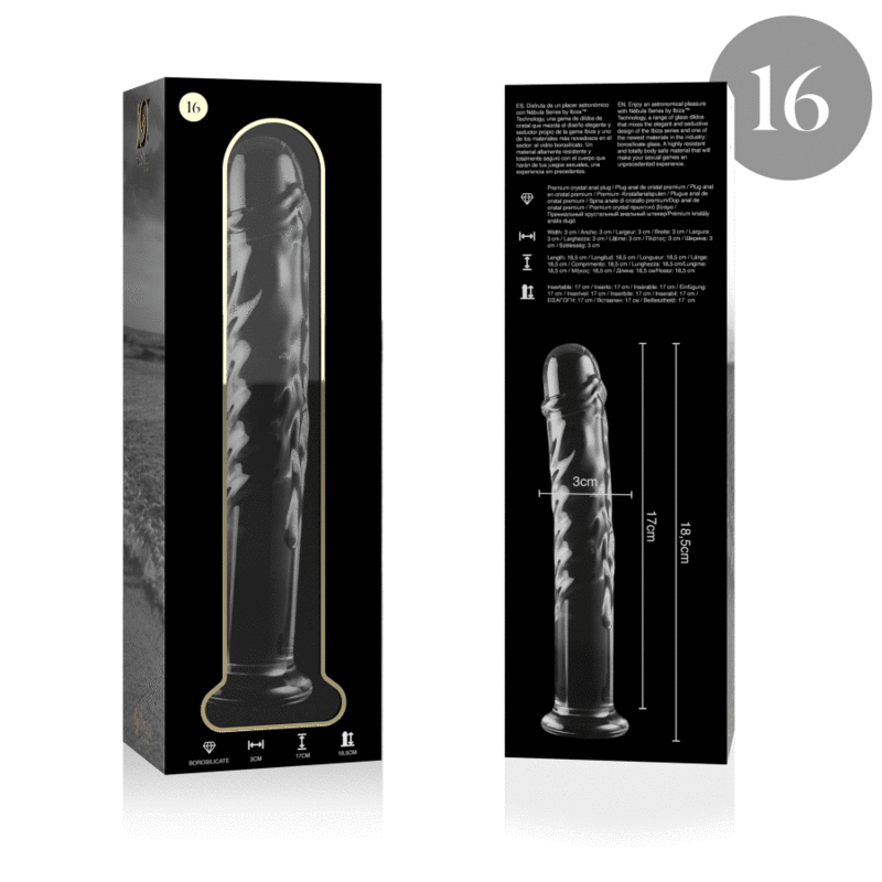 NEBULA SERIES BY IBIZA - MODELO 16 DILDO CRISTAL TRANSPARENTE 18.5 CM -O- 3 CM - Imagem de 4