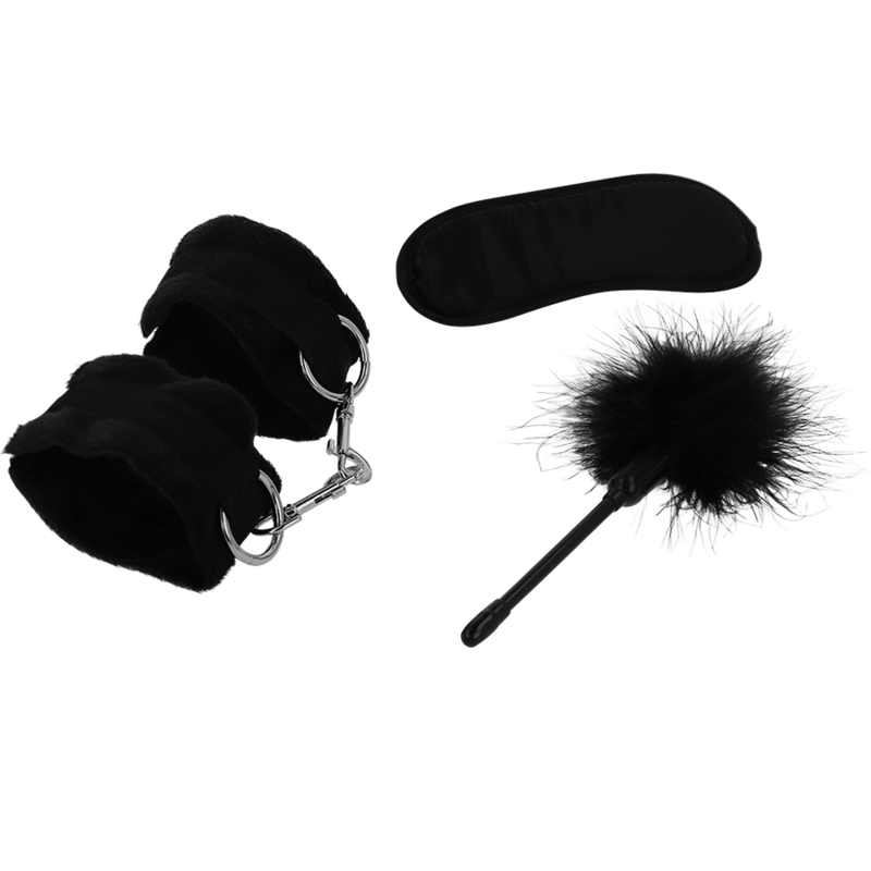 INTENSE - FETISH EROTIC PLAYSET 2 WITH HANDCUFFS, BLIND MASK AND TICKLER - Imagem de 2