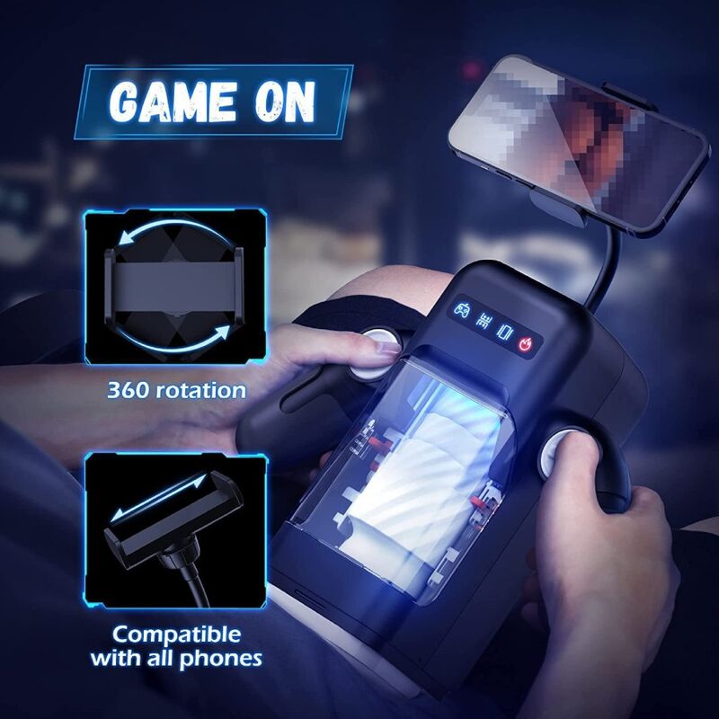 GAME CUP - THRUSTING VIBRATION MASTURBATOR WITH HEATING FUNCTION AND MOBILE SUPPORT - BLACK - Imagem de 3