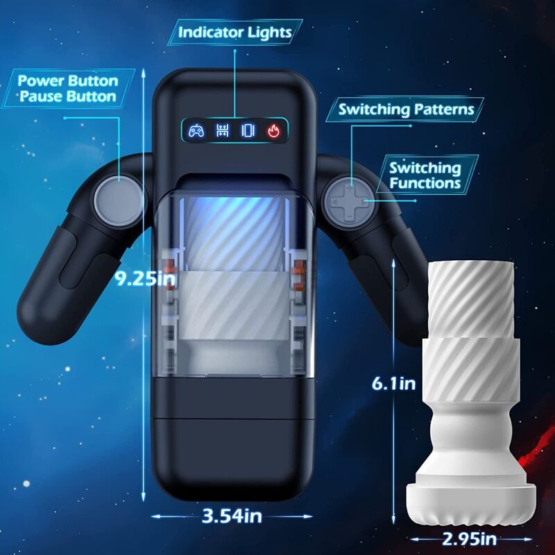 GAME CUP - THRUSTING VIBRATION MASTURBATOR WITH HEATING FUNCTION AND MOBILE SUPPORT - BLACK - Imagem de 5
