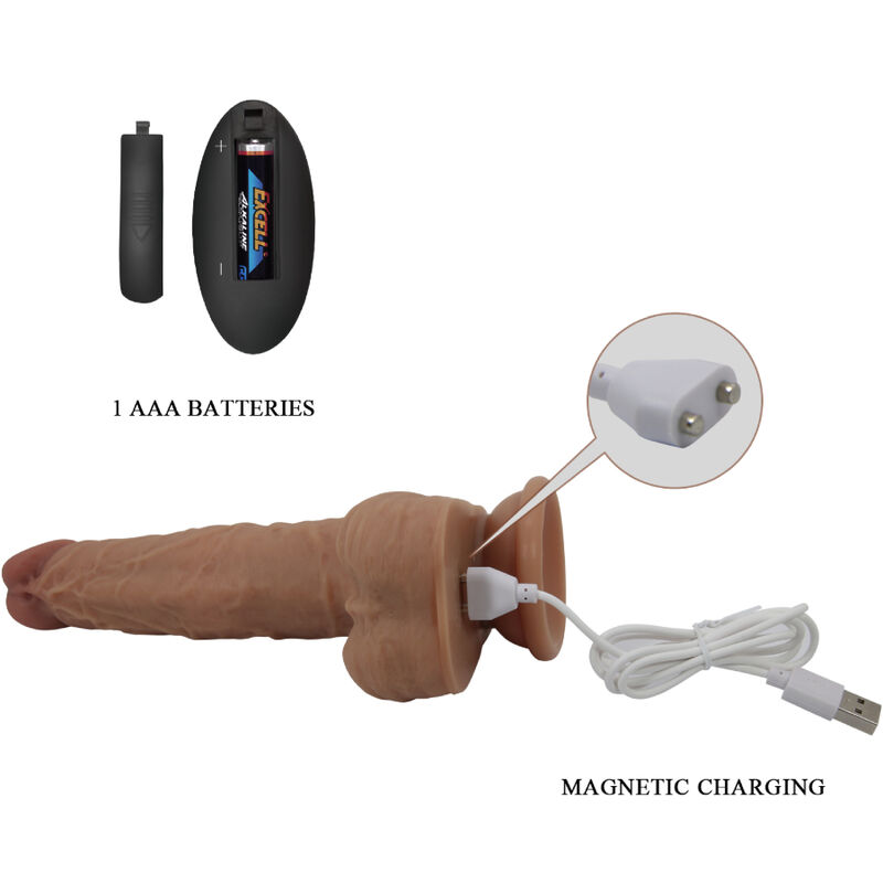 PRETTY LOVE - JONATHAN SILICONE DILDO 3 VIBRATIONS + 3 INSERTION MEASUREMENTS REMOTE CONTROL 21 CM - Imagem de 5