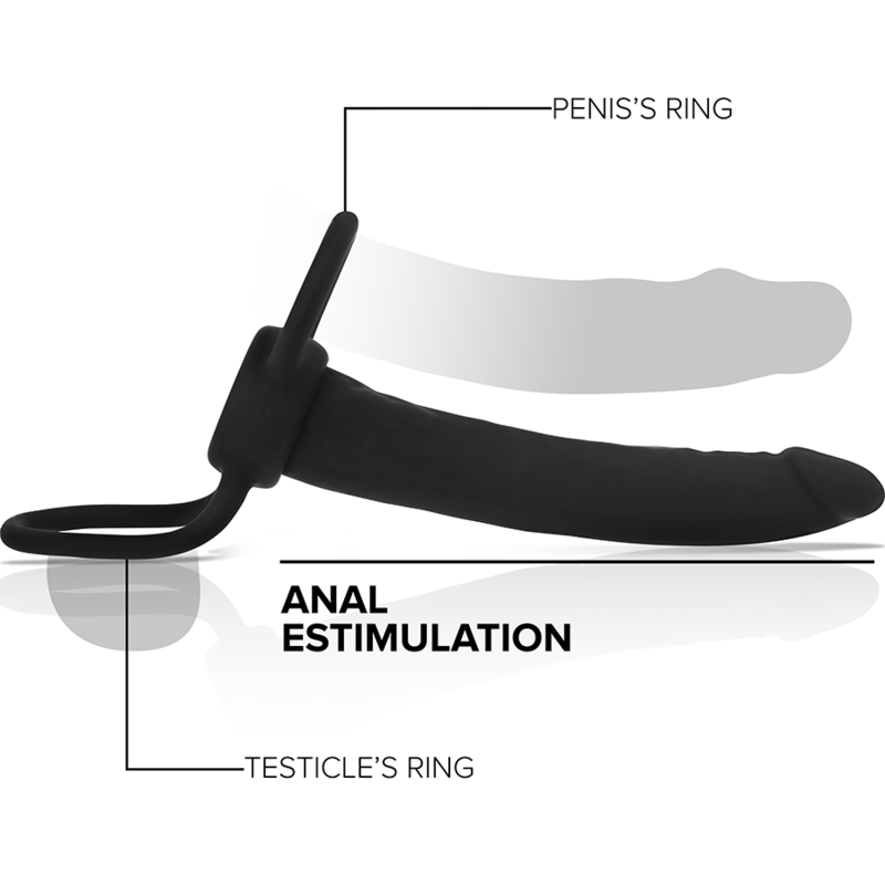 MYTHOLOGY - COBI ONYX ANAL DILDO WITH COCK AND TESTICLE RING 13 SILICONE CM - Imagem de 3