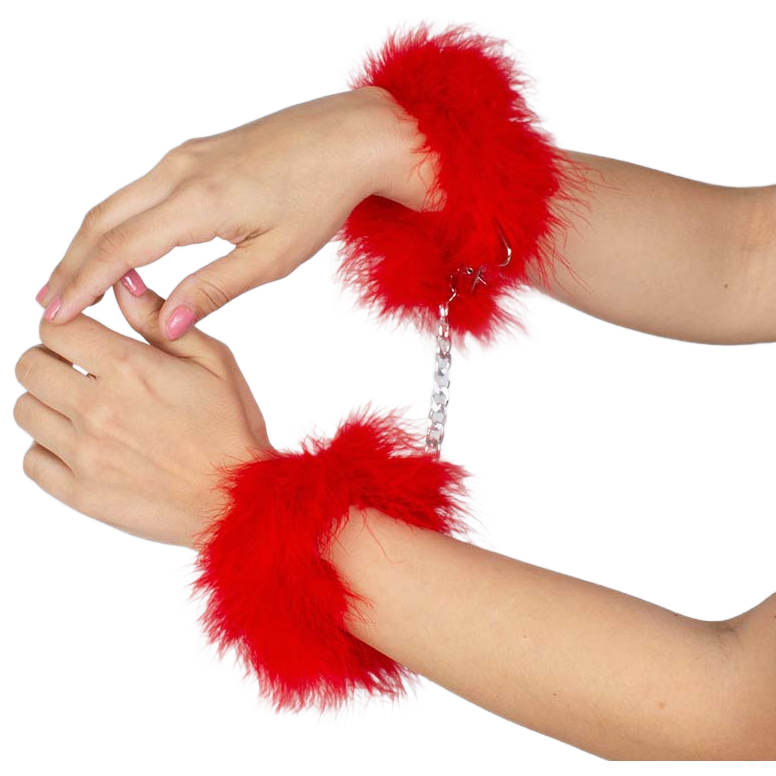 SECRETPLAY - RED MARABOU HANDCUFFS - Imagem de 4