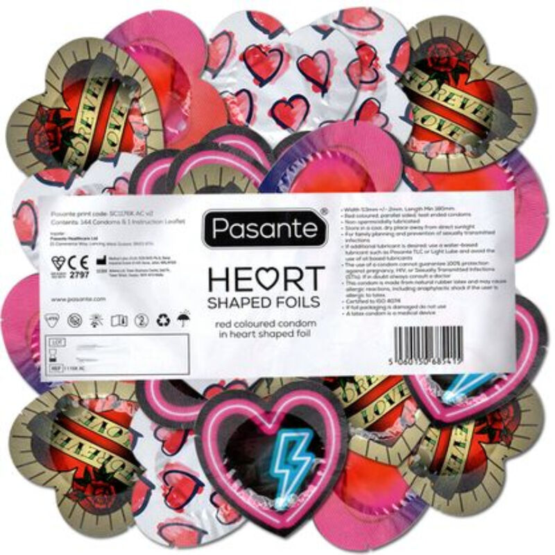 PASANTE - CONDOMS RED HEART SHAPE BAG 144 UNITS - Imagem de 2