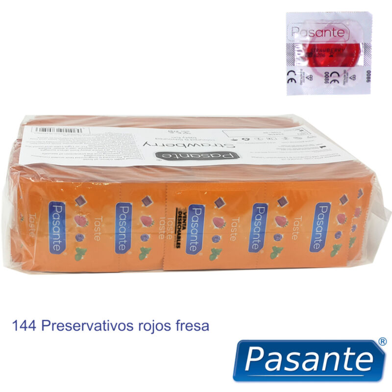 PASANTE - CONDOMS FLAVOR STRAWBERRY BAG 144 UNITS - Imagem de 3