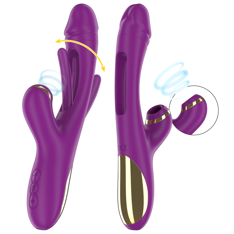 INTENSE - ATENEO RECHARGEABLE MULTIFUNCTION VIBRATOR 7 VIBRATIONS WITH OSCILLATING TONGUE AND PURPLE SUCTION - Imagem de 2