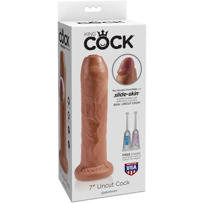 KING COCK - UNCUT REALISTIC PENIS 17.8 CM CARAMEL - Imagem de 3