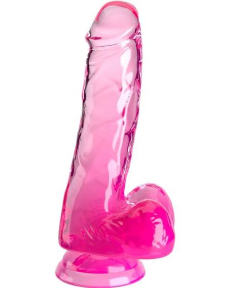 KING COCK - CLEAR REALISTIC PENIS WITH BALLS 13.5 CM PINK