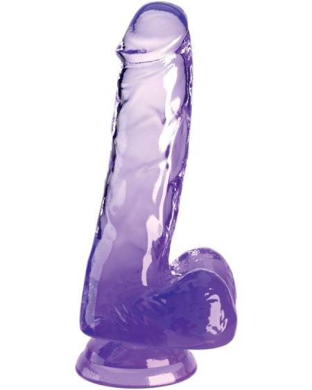 KING COCK - CLEAR REALISTIC PENIS WITH BALLS 13.5 CM PURPLE