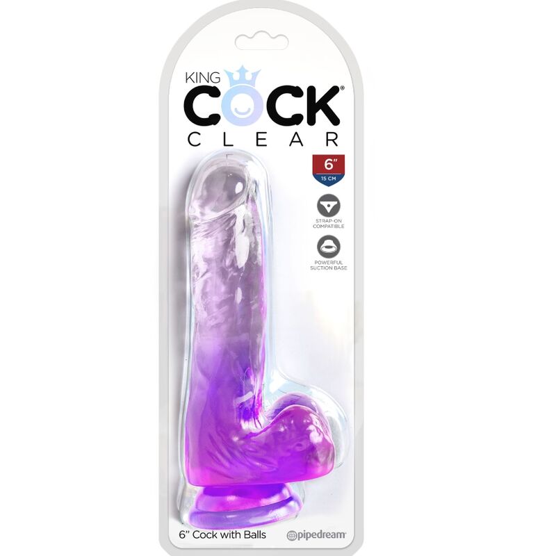 KING COCK - CLEAR REALISTIC PENIS WITH BALLS 13.5 CM PURPLE - Imagem de 2