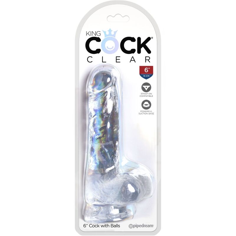 KING COCK - CLEAR REALISTIC PENIS WITH BALLS 13.5 CM TRANSPARENT - Imagem de 5