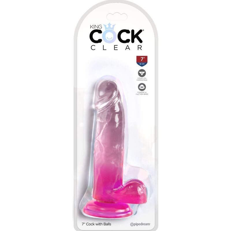 KING COCK - CLEAR REALISTIC PENIS WITH BALLS 15.2 CM PINK - Imagem de 2