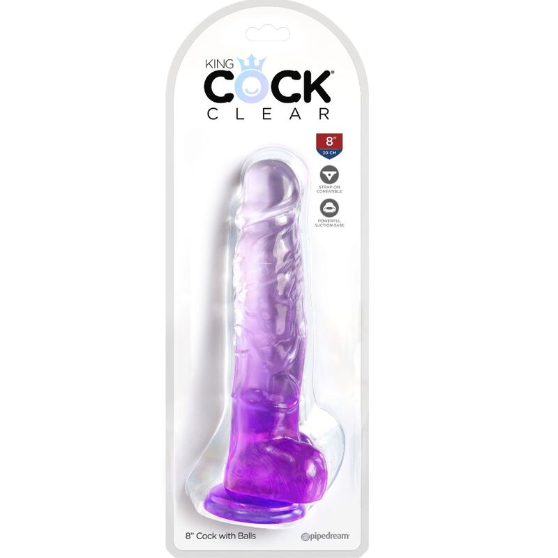 KING COCK - CLEAR REALISTIC PENIS WITH BALLS 16.5 CM PURPLE - Imagem de 2