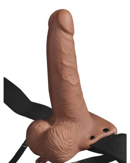 FETISH FANTASY SERIES - ADJUSTABLE HARNESS REALISTIC PENIS WITH RECHARGEABLE TESTICLES AND VIBRATOR 15 CM