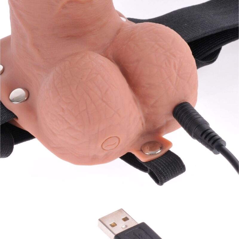 FETISH FANTASY SERIES - ADJUSTABLE HARNESS REALISTIC PENIS WITH BALLS RECHARGEABLE AND VIBRATOR 17.8 CM - Imagem de 4