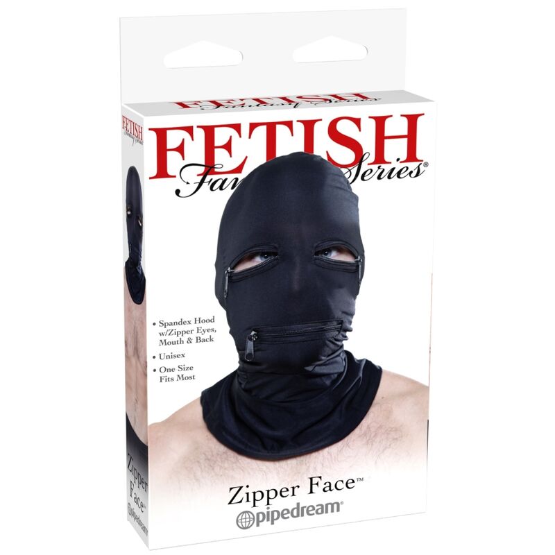 FETISH FANTASY SERIES - HOOD WITH ZIPPERS BLACK - Imagem de 2
