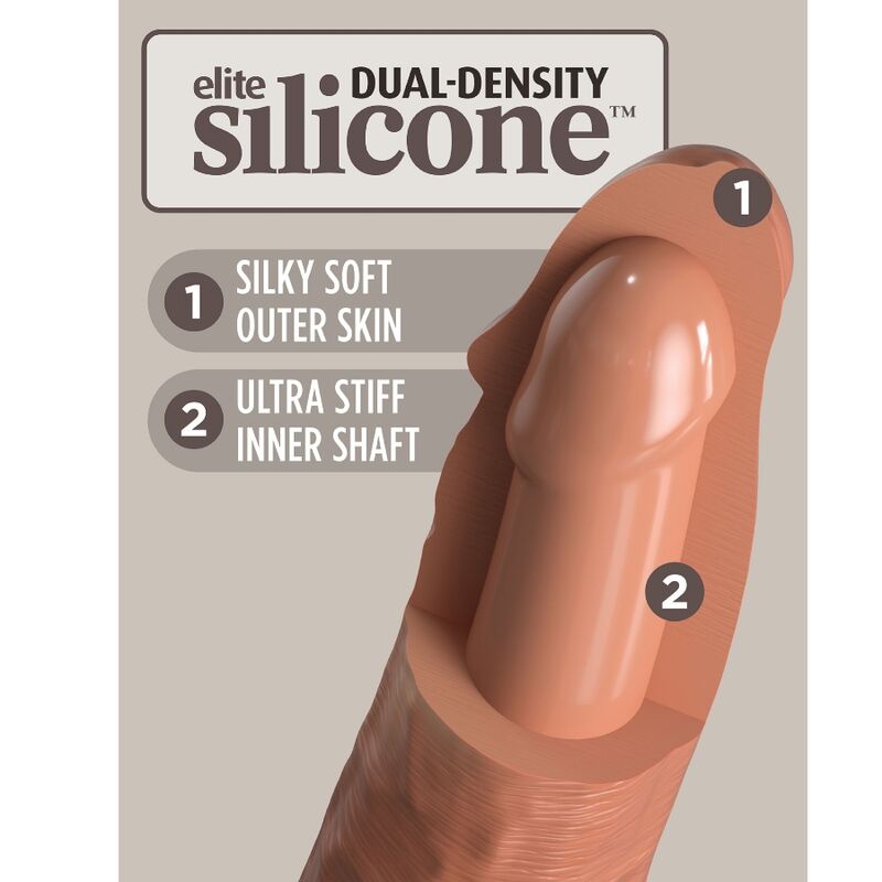 KING COCK - ELITE REALISTIC SILICONE DILDO 20.3 CM CARAMEL - Imagem de 4