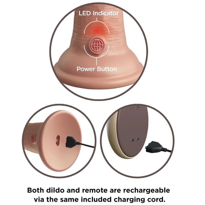 KING COCK - ELITE REALISTIC DILDO VIBRATOR SILICONE REMOTE CONTROL 23 CM - Imagem de 3