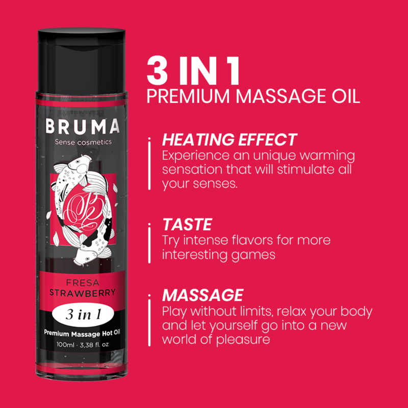 BRUMA - PREMIUM MASSAGE HOT OIL STRAWBERRY 3 IN 1 - 100 ML - Imagem de 4