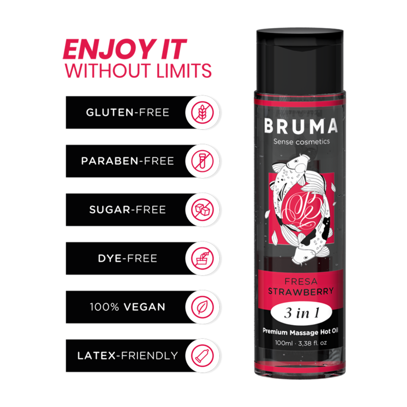 BRUMA - PREMIUM MASSAGE HOT OIL STRAWBERRY 3 IN 1 - 100 ML - Imagem de 3