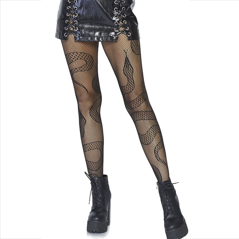 LEG AVENUE - STOCKINGS NET SNAKES BLACK - Imagem de 3
