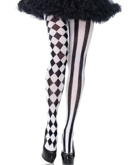 LEG AVENUE - BLACK/WHITE HARLEQUIN TIGHTS