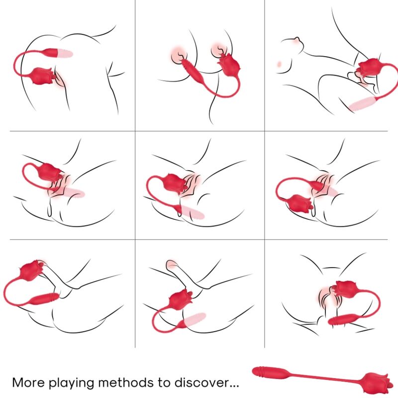 ARMONY - 3 EM 1 ROSA, ESTIMULADOR, ONDAS ESTIMULANTES E UPDOWN COM CAUDA VERMELHA - Imagem de 2