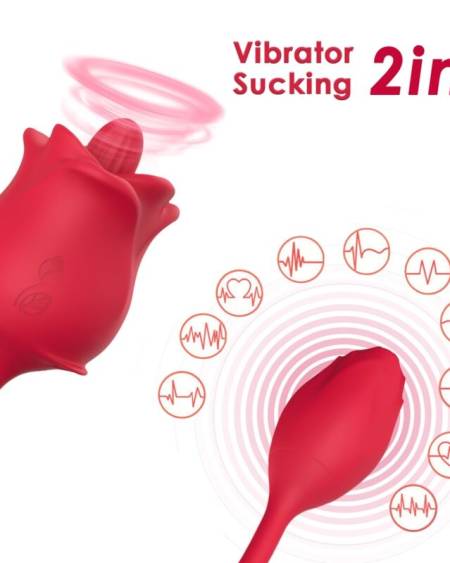 ARMONY - ESTIMULADOR ROSA 2 EM 1 ONDAS E VIBRADOR 10 MODOS COM CAUDA VERMELHA