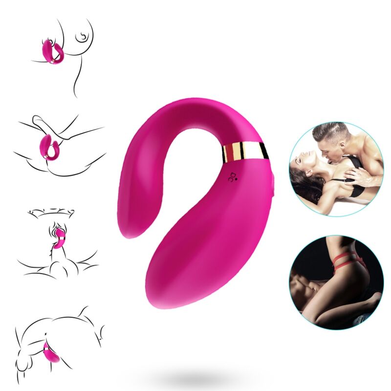 ARMONY - CRESCENT VIBRATOR FOR COUPLES REMOTE CONTROL FUCHSIA - Imagem de 2