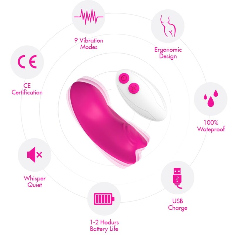 ARMONY - BUTTERFLY WEARABLE PANTIES VIBRATOR REMOTE CONTROL PINK - Imagem de 3
