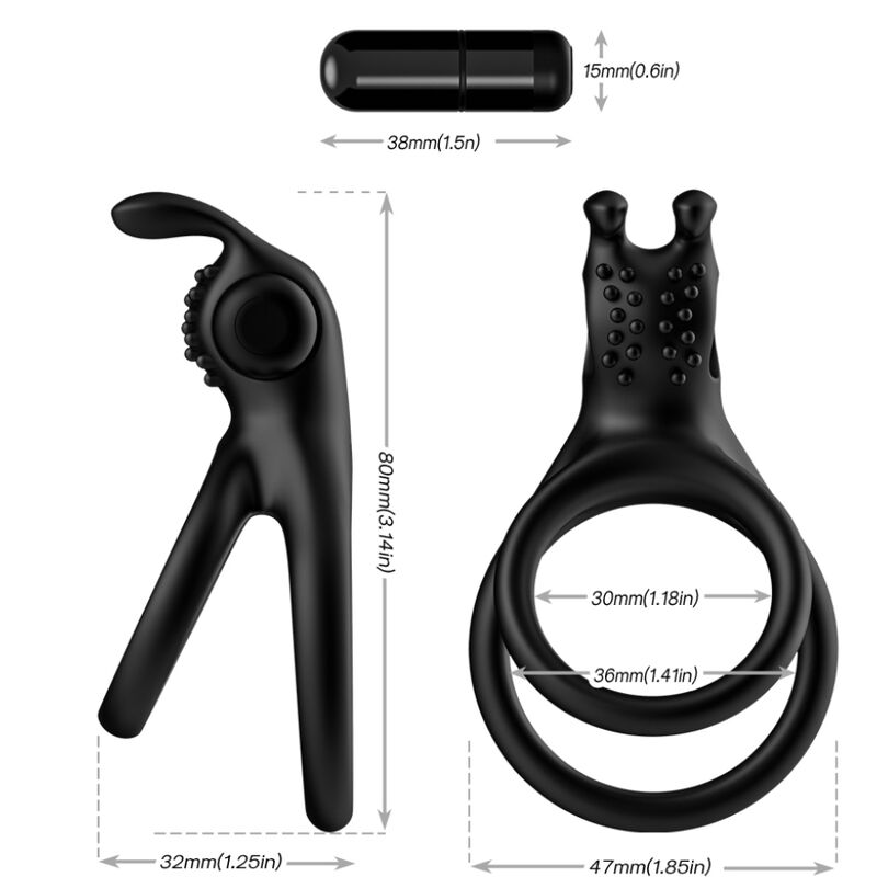 ARMONY - TRAVELER DOUBLE VIBRATOR RING FOR COUPLES RABBIT BLACK - Imagem de 3