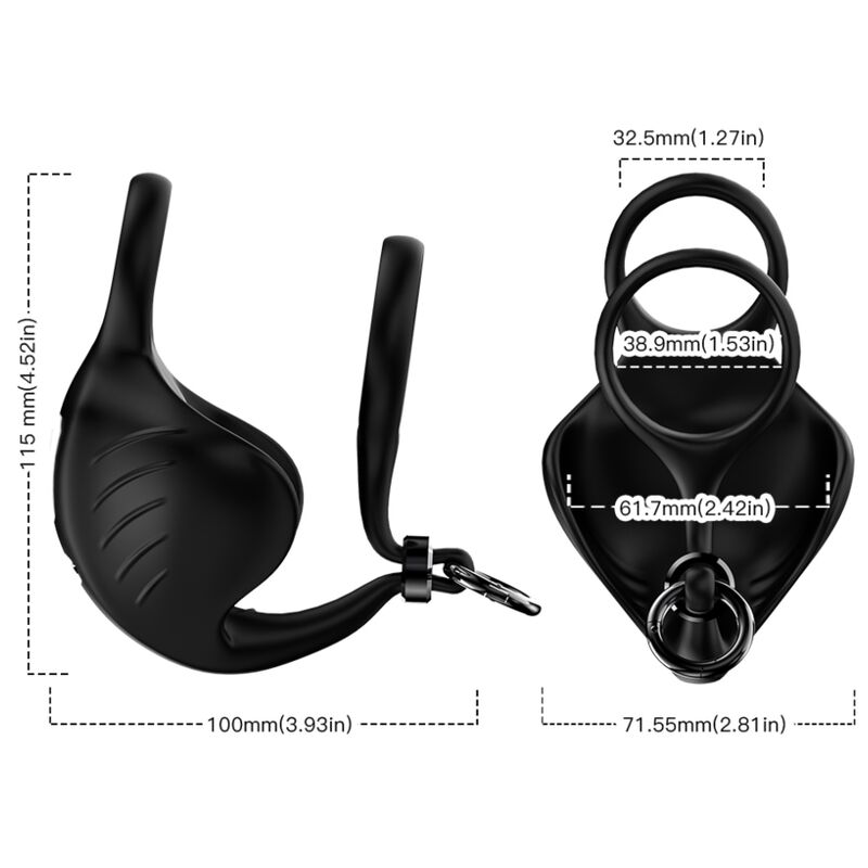 ARMONY - MANTA SCROTUM VIBRATOR RING REMOTE CONTROL BLACK - Imagem de 3