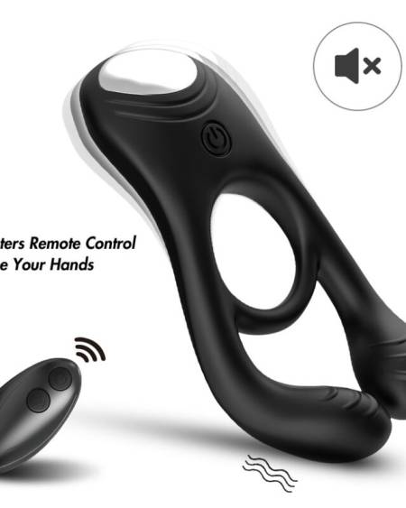 ARMONY - VEYRON DOUBLE VIBRATOR RING TOY FOR COUPLES REMOTE CONTROL BLACK