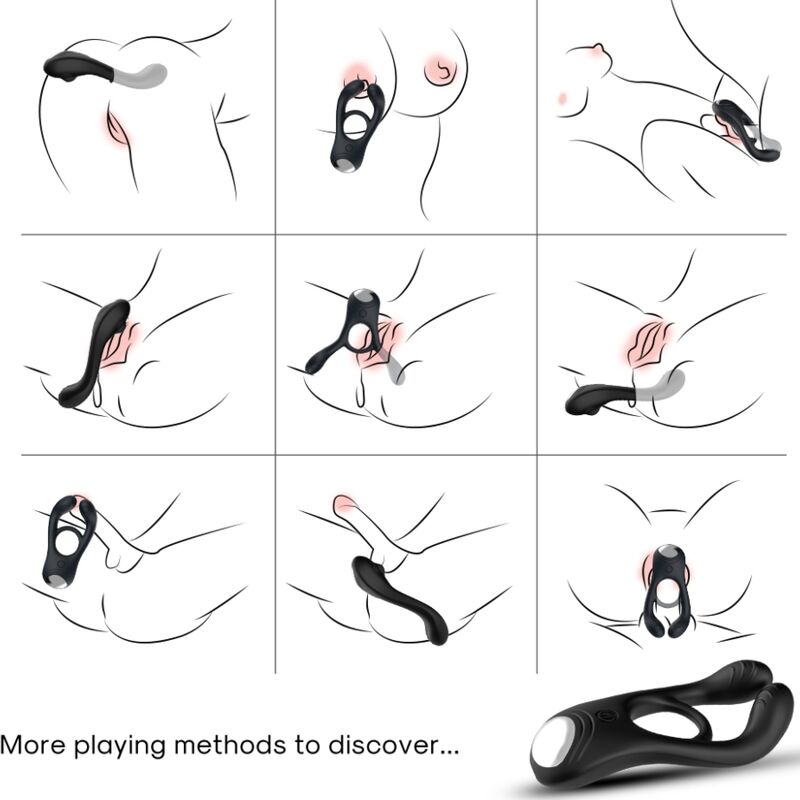ARMONY - VEYRON DOUBLE VIBRATOR RING TOY FOR COUPLES BLACK - Imagem de 2