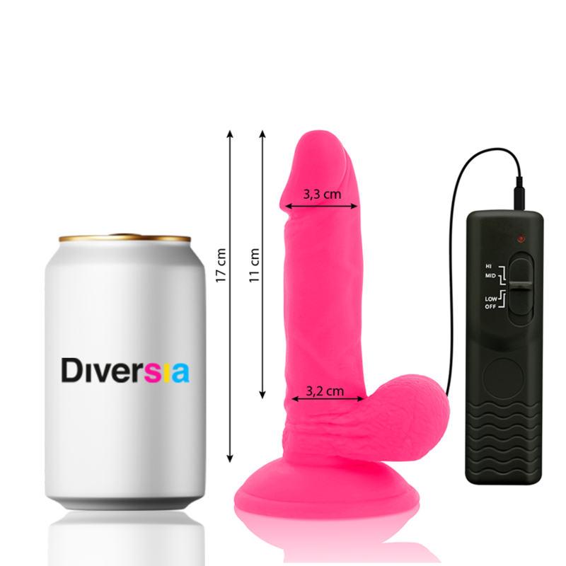 DIVERSIA - FLEXIBLE VIBRATING DILDO PINK 17 CM -O- 3.3 CM - Imagem de 2