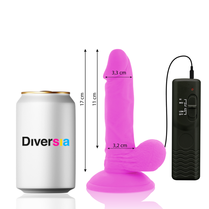 DIVERSIA - FLEXIBLE VIBRATING DILDO PURPLE 17 CM -O- 3.3 CM - Imagem de 2
