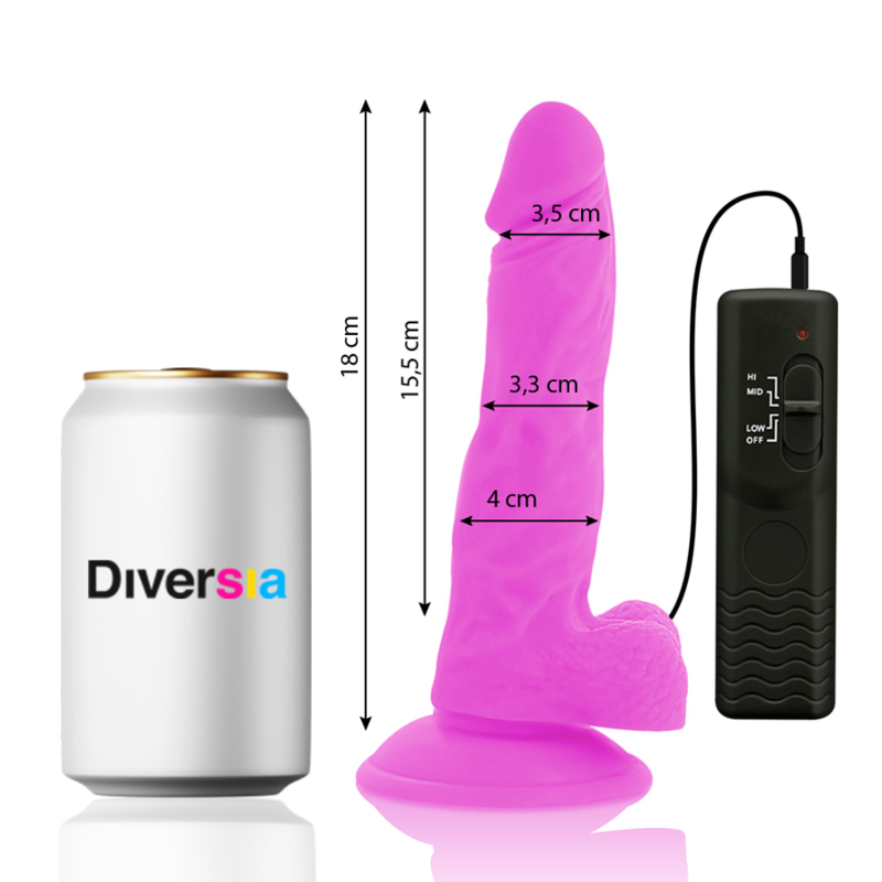 DIVERSIA - FLEXIBLE VIBRATING DILDO PURPLE 18 CM -O- 4 CM - Imagem de 2
