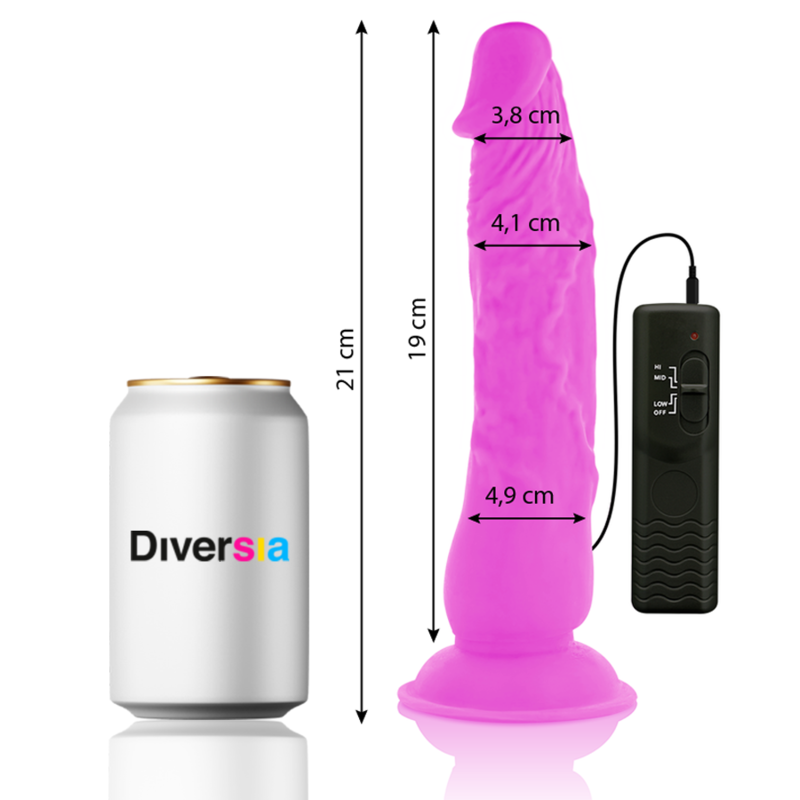 DIVERSIA - FLEXIBLE VIBRATING DILDO PURPLE 21 CM -O- 4.9 CM - Imagem de 2