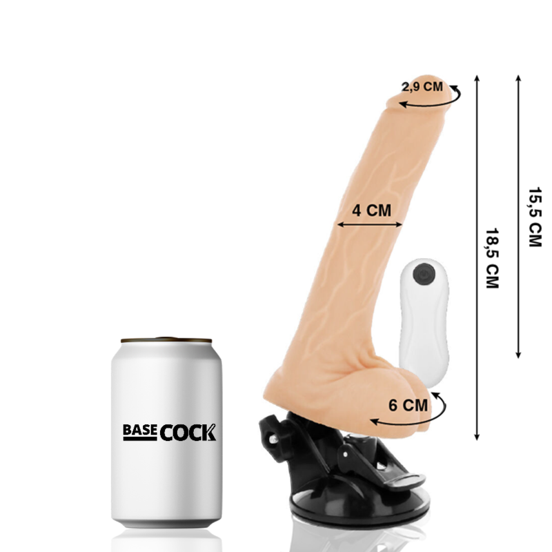BASECOCK - VIBRADOR REALÍSTICO ARTICULABLE CONTROL REMOTO NATURAL 18.5 CM -O- 4 CM - Imagem de 2