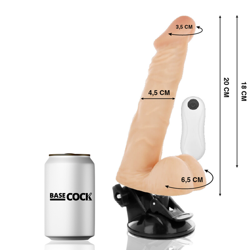 BASECOCK - VIBRADOR REALÍSTICO ARTICULABLE CONTROL REMOTO NATURAL 20 CM -O- 4.5 CM - Imagem de 2
